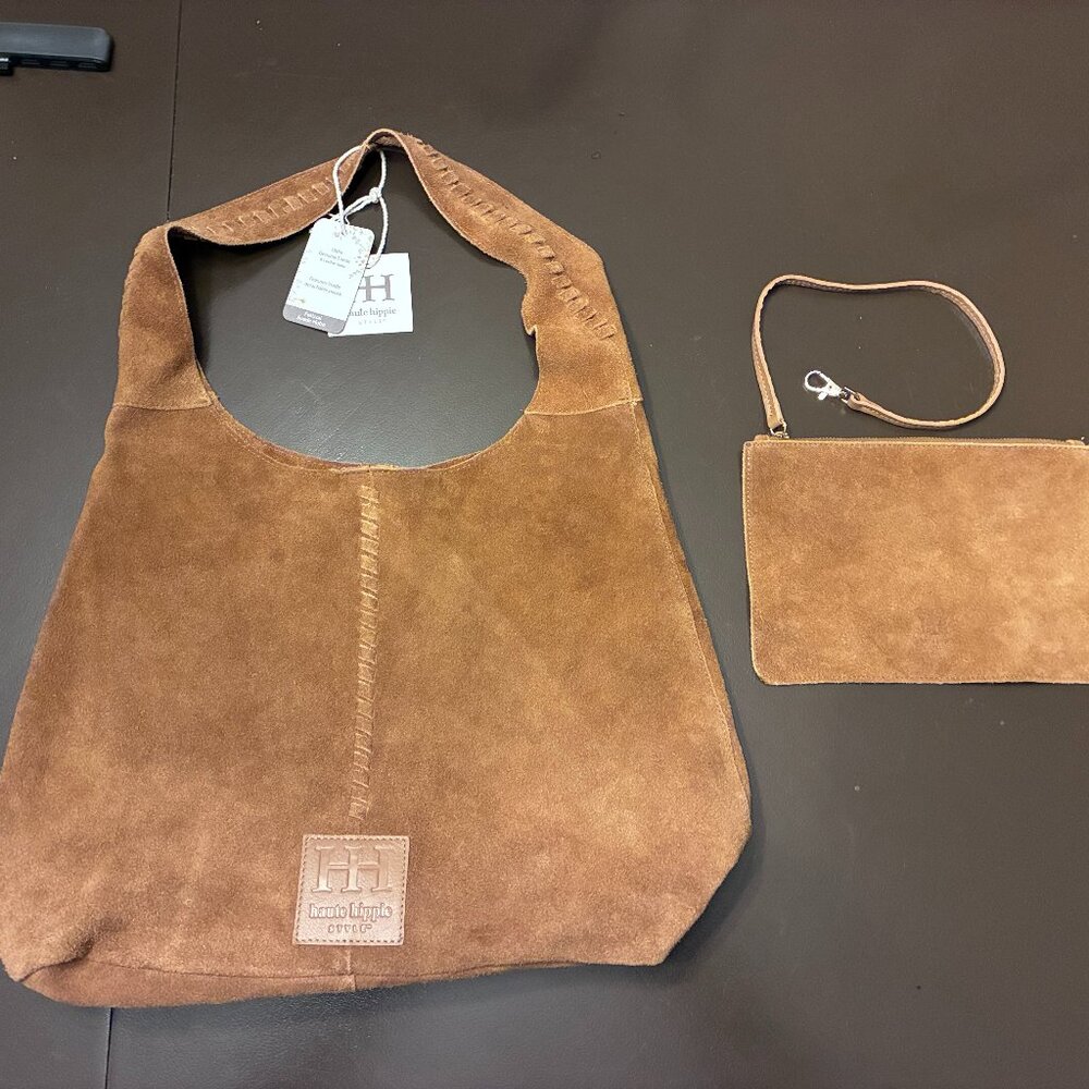 Haute Hippie Cognac Suede Hobo Bag - New With Tags